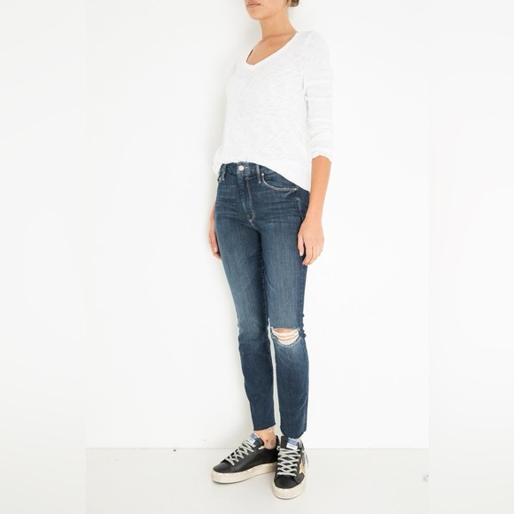 Mother The High Waisted Looker Ankle Fray Jeans Close to the Edge 25 0 stretch - Picture 3 of 14